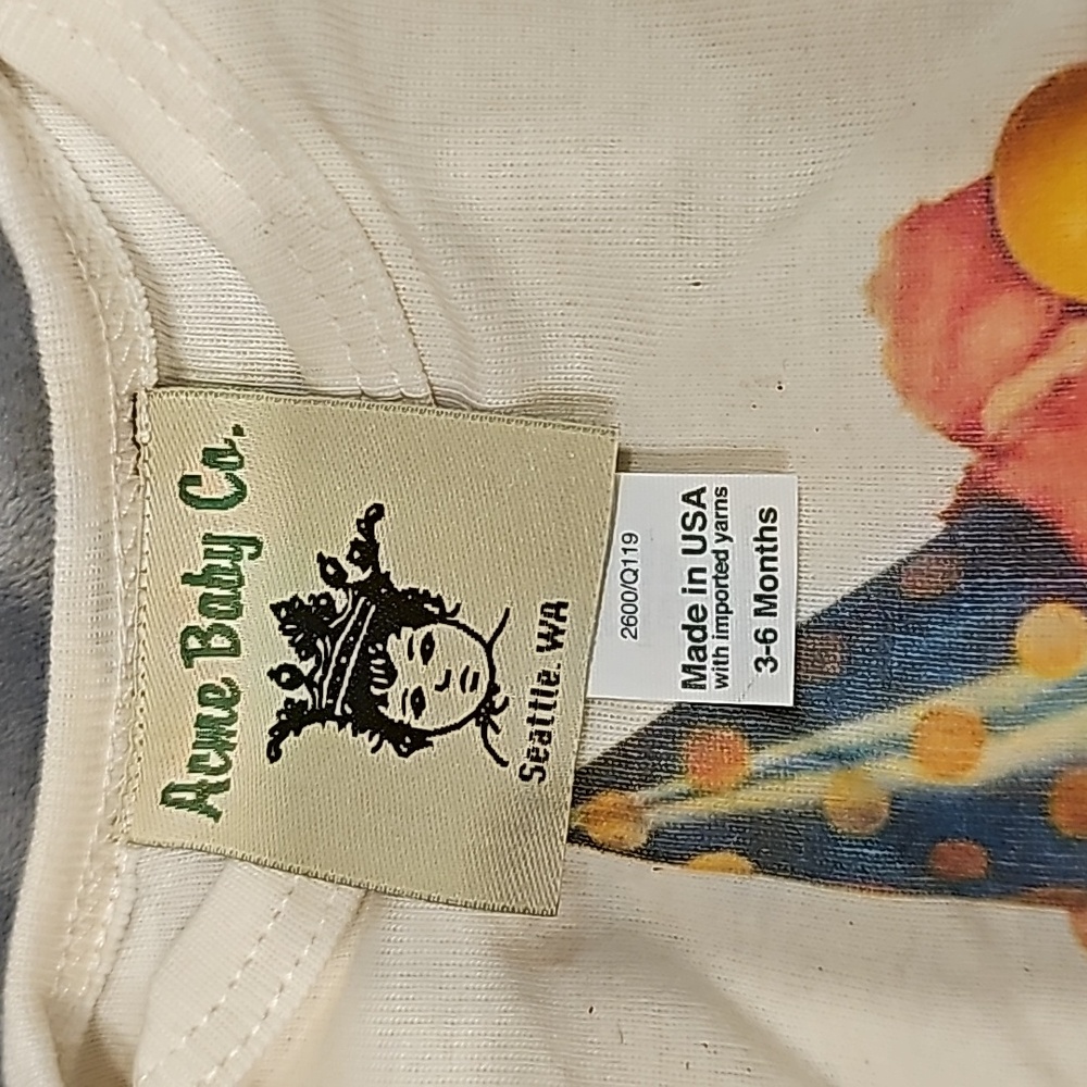F Acme Baby Co. Cream elephant onesie 3-6mo. - Picture 4 of 5